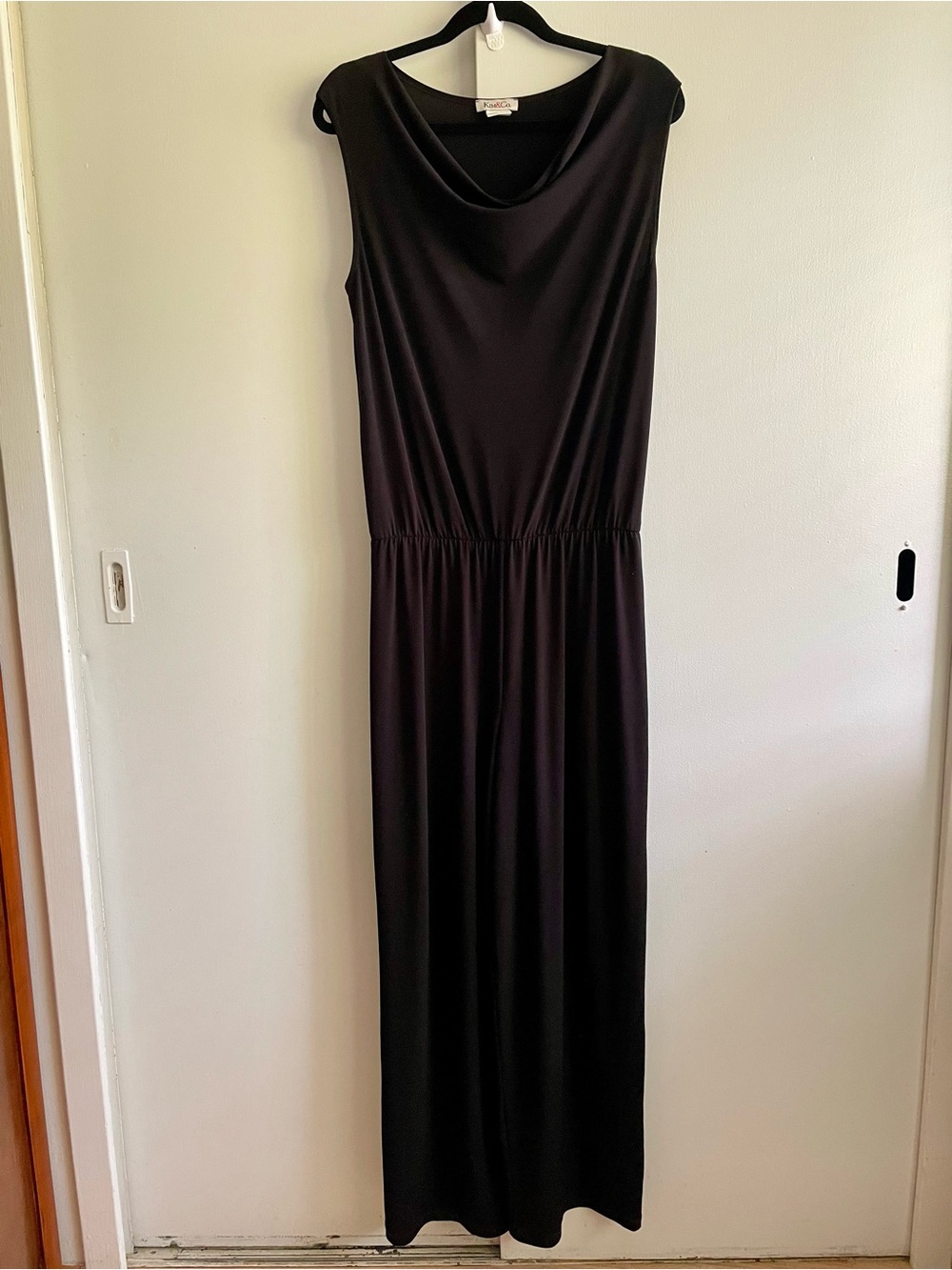 Kim & Co. Black Cowl Neck Wide Leg Jumpsuit Medium Made in Canada